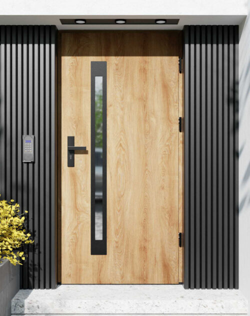 Drzwi zewnętrzne do domu z ościeżnicą aluminiową Otto 11B Noir Matt w systemie Alu extra