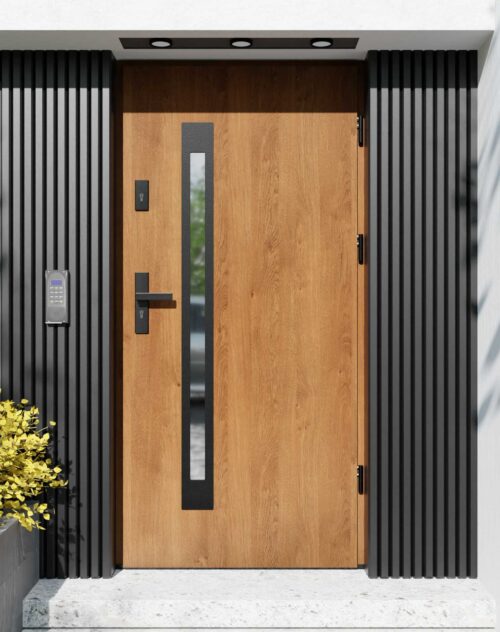 Drzwi zewnętrzne do domu z ościeżnicą aluminiową Otto 11B Noir Matt w systemie Alu