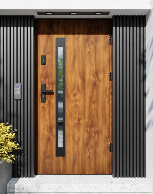 Drzwi zewnętrzne do domu z ościeżnicą aluminiową Otto 11B Noir Matt w systemie Alu