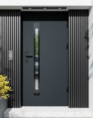 Drzwi zewnętrzne do domu z ościeżnicą aluminiową Otto 11B Noir w systemie Alu extra