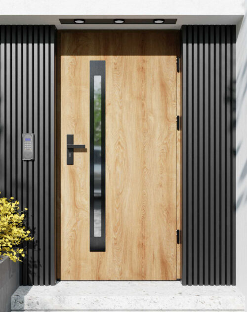 Drzwi zewnętrzne do domu z ościeżnicą aluminiową Otto 11B Noir w systemie Alu extra RC2