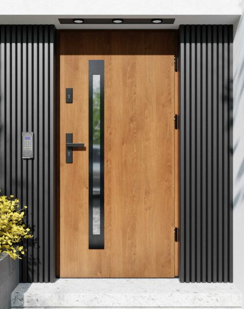 Drzwi zewnętrzne do domu z ościeżnicą aluminiową Otto 11B Noir w systemie Alu