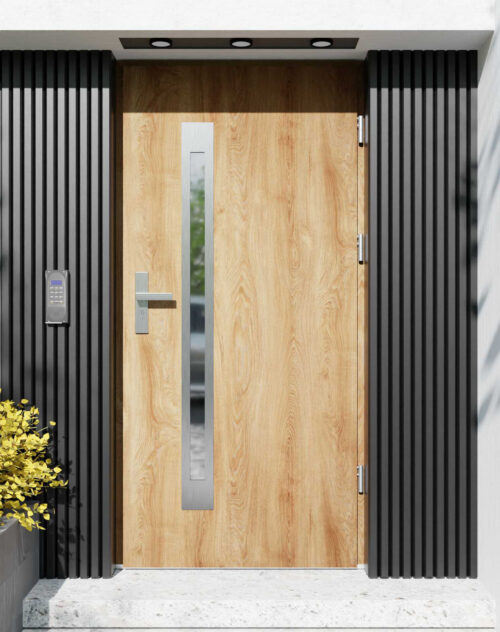Drzwi zewnętrzne do domu z ościeżnicą drewnianą Otto 11B w systemie Wood extra