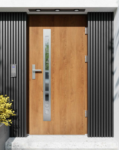 Drzwi zewnętrzne do domu z ościeżnicą drewnianą Otto 11B w systemie Wood extra