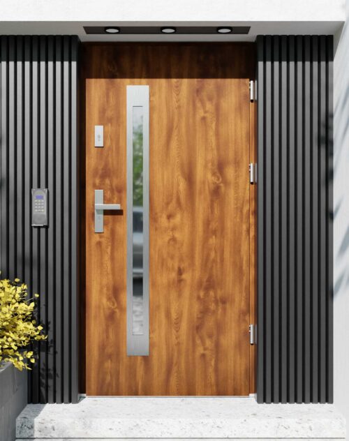 Drzwi zewnętrzne do domu z ościeżnicą aluminiową Otto 11B w systemie Alu