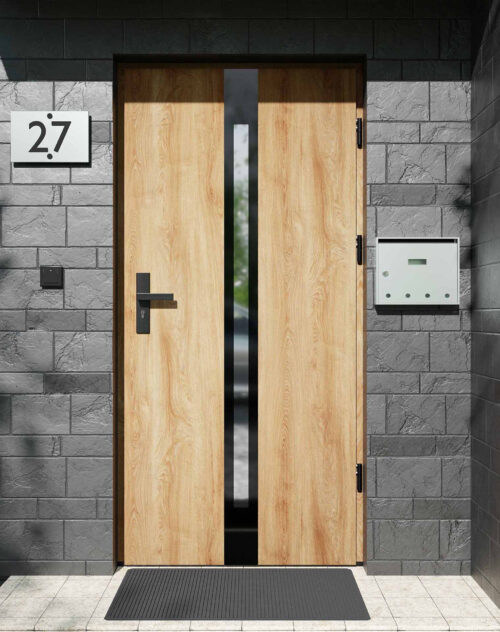 Drzwi zewnętrzne do domu z ościeżnicą aluminiową Otto 12 Noir Glass w systemie Alu extra