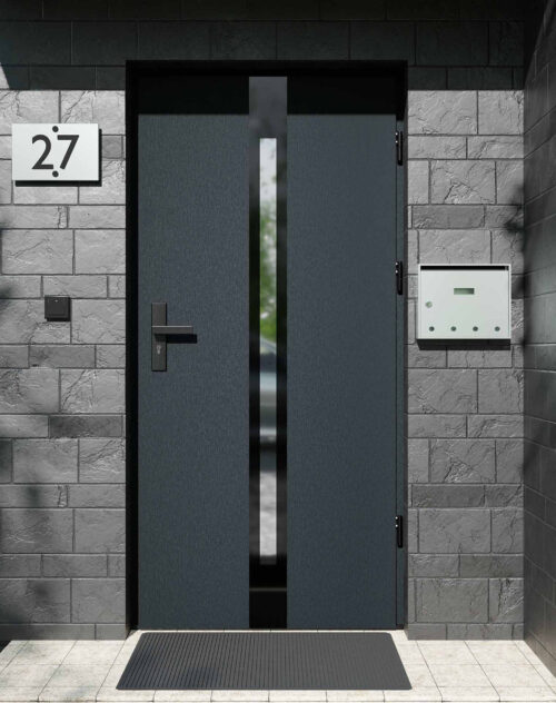 Drzwi zewnętrzne do domu z ościeżnicą aluminiową Otto 12 Noir Glass w systemie Alu extra