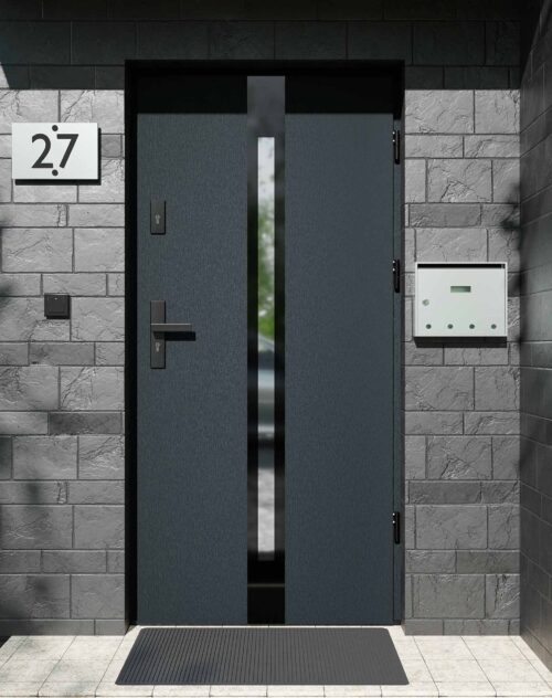 Drzwi zewnętrzne do domu z ościeżnicą aluminiową Otto 12 Noir Glass w systemie Alu
