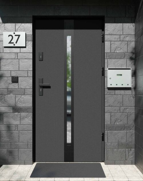 Drzwi zewnętrzne do domu z ościeżnicą aluminiową Otto 12 Noir Matt w systemie Alu