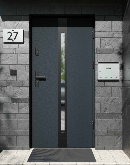 Drzwi zewnętrzne do domu z ościeżnicą aluminiową Otto 12 Noir Matt w systemie Alu