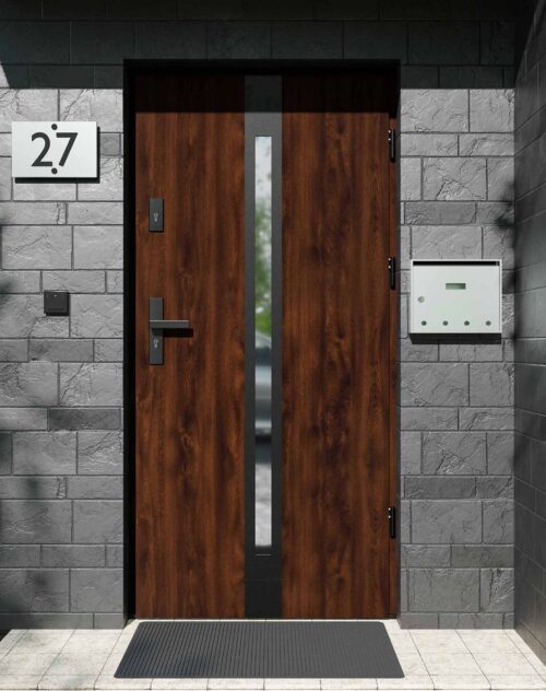 Drzwi zewnętrzne do domu z ościeżnicą aluminiową Otto 12 Noir Matt w systemie Alu extra RC2