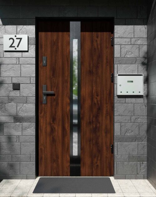 Drzwi zewnętrzne do domu z ościeżnicą aluminiową Otto 12 Noir w systemie Alu
