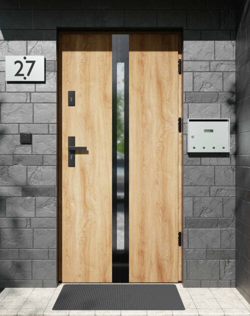 Drzwi zewnętrzne do domu z ościeżnicą aluminiową Otto 12 Noir w systemie Alu