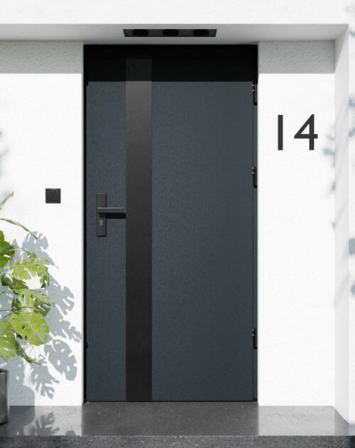 Drzwi zewnętrzne do domu z ościeżnicą drewnianą Otto 42B Noir Matt w systemie Wood extra