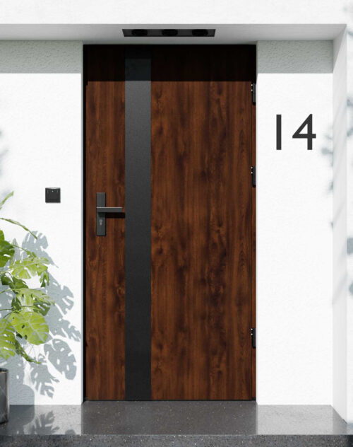 Drzwi zewnętrzne do domu z ościeżnicą drewnianą Otto 42B Noir Matt w systemie Wood extra