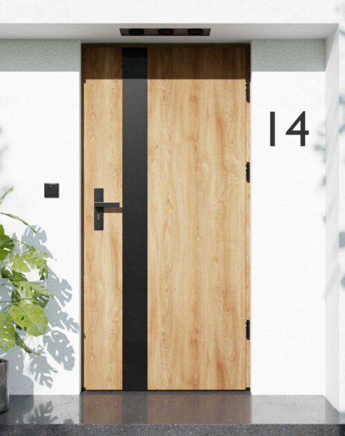 Drzwi zewnętrzne do domu z ościeżnicą drewnianą Otto 42B Noir Matt w systemie Wood extra