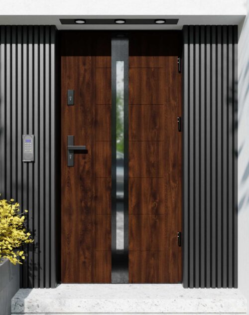 Drzwi zewnętrzne do domu z ościeżnicą aluminiową Libre 12 Noir w systemie Alu