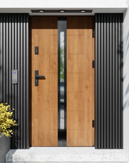Drzwi zewnętrzne do domu z ościeżnicą aluminiową Libre 12 Noir w systemie Alu
