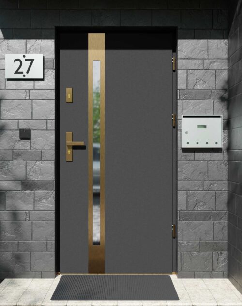 Drzwi zewnętrzne do domu z ościeżnicą aluminiową Otto 12B Gold w systemie Alu