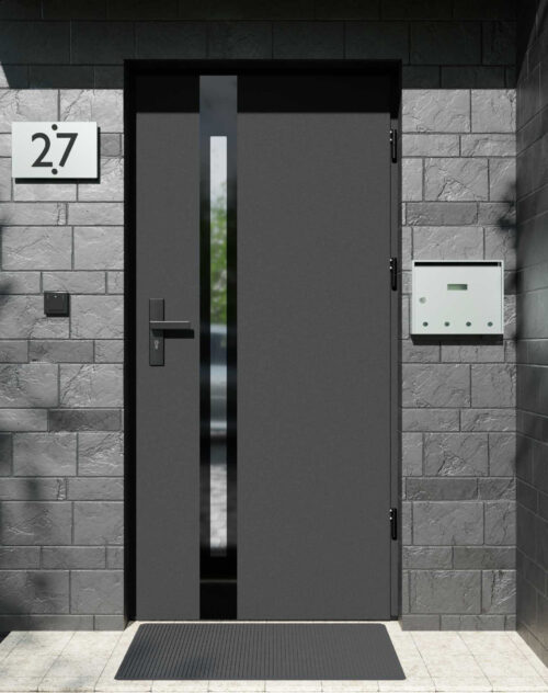 Drzwi zewnętrzne do domu z ościeżnicą drewnianą Otto 12B Noir Glass w systemie Wood extra