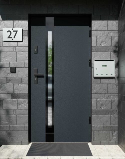 Drzwi zewnętrzne do domu z ościeżnicą aluminiową Otto 12B Noir Glass w systemie Alu