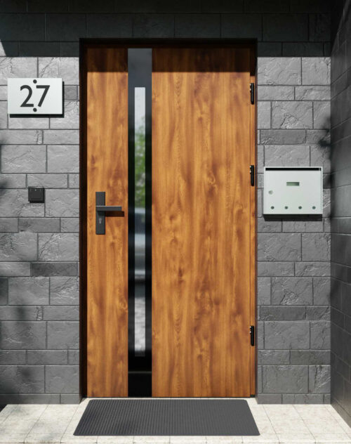 Drzwi zewnętrzne do domu z ościeżnicą drewnianą Otto 12B Noir Glass w systemie Wood extra
