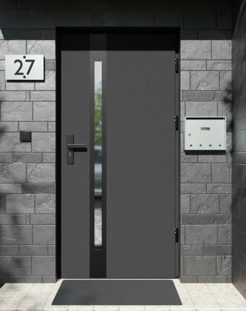 Drzwi zewnętrzne do domu z ościeżnicą aluminiową Otto 12B Noir Matt w systemie Alu extra