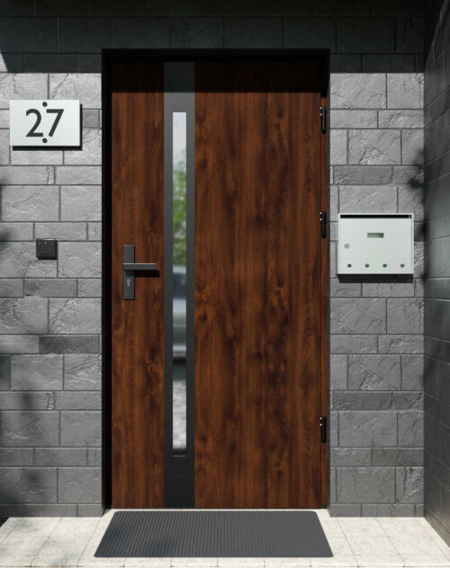 Drzwi zewnętrzne do domu z ościeżnicą aluminiową Otto 12B Noir Matt w systemie Alu extra