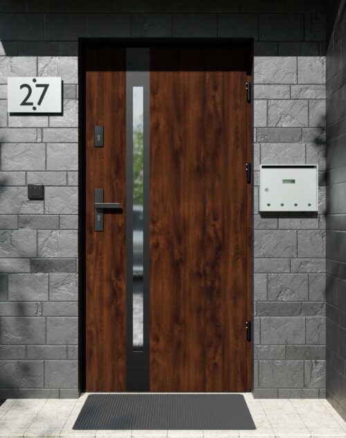 Drzwi zewnętrzne do domu z ościeżnicą aluminiową Otto 12B Noir Matt w systemie Alu