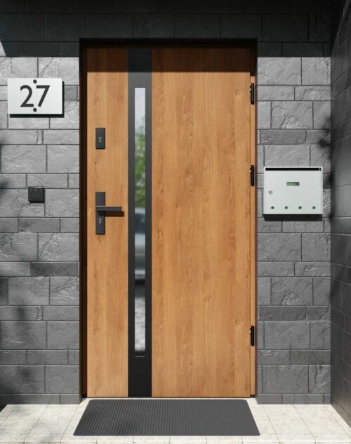 Drzwi zewnętrzne do domu z ościeżnicą aluminiową Otto 12B Noir Matt w systemie Alu
