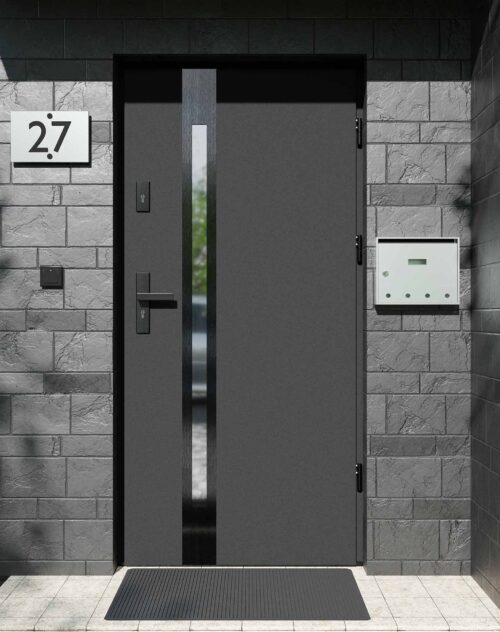 Drzwi zewnętrzne do domu z ościeżnicą aluminiową Otto 12B Noir w systemie Alu