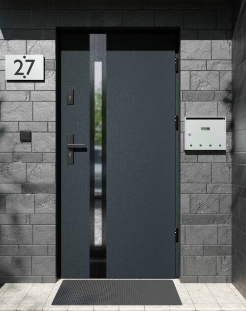 Drzwi zewnętrzne do domu z ościeżnicą aluminiową Otto 12B Noir w systemie Alu