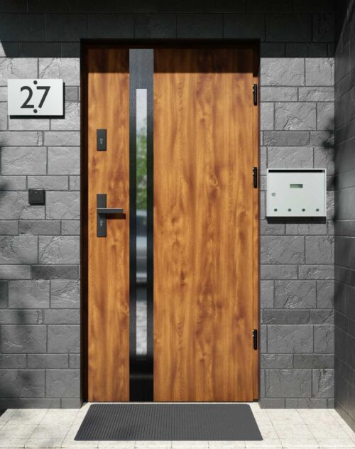 Drzwi zewnętrzne do domu z ościeżnicą aluminiową Otto 12B Noir w systemie Alu