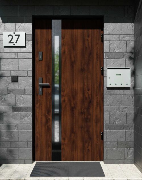 Drzwi zewnętrzne do domu z ościeżnicą aluminiową Otto 12B Noir w systemie Alu