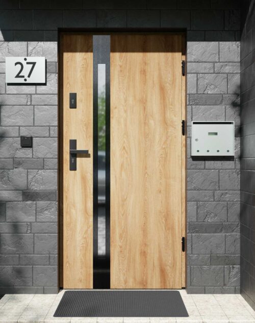 Drzwi zewnętrzne do domu z ościeżnicą aluminiową Otto 12B Noir w systemie Alu