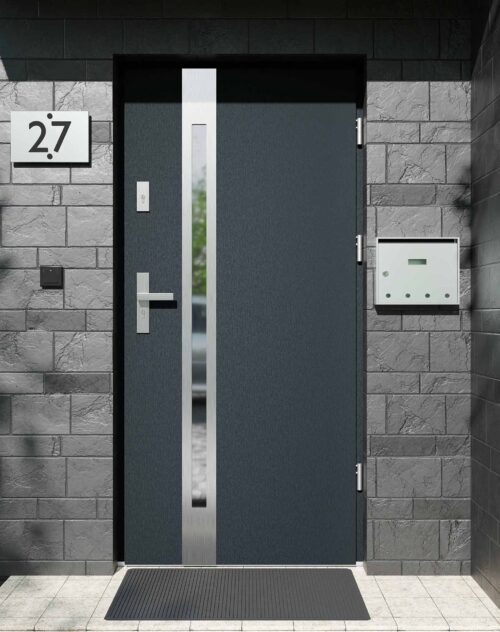 Drzwi zewnętrzne do domu z ościeżnicą aluminiową Otto 12B w systemie Alu