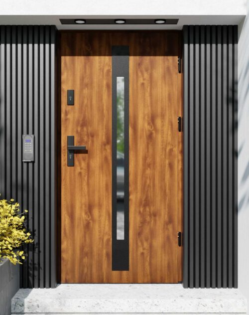 Drzwi zewnętrzne do domu z ościeżnicą aluminiową Otto 31 Noir Matt w systemie Alu
