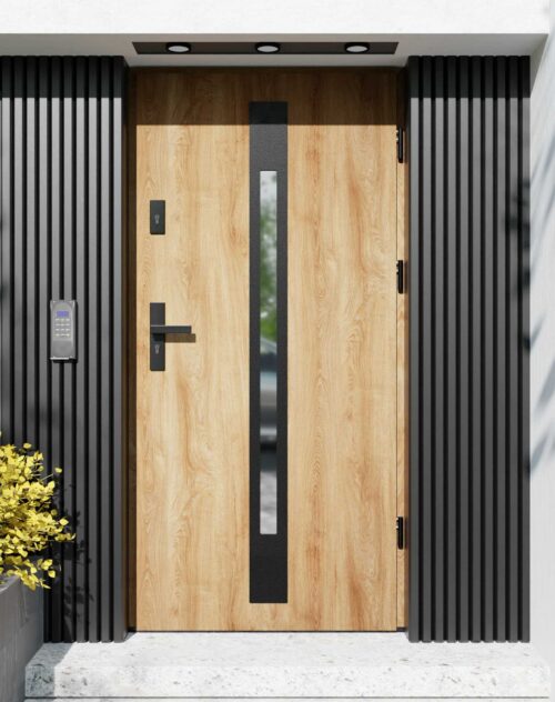 Drzwi zewnętrzne do domu z ościeżnicą aluminiową Otto 31 Noir Matt w systemie Alu