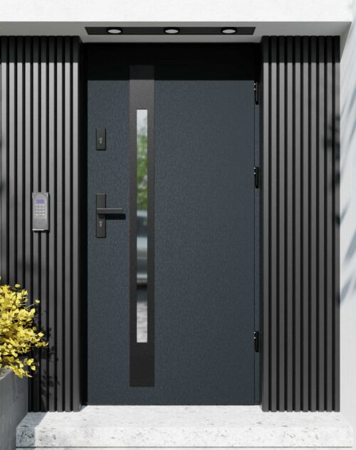 Drzwi zewnętrzne do domu z ościeżnicą aluminiową Otto 31B Noir Matt w systemie Alu