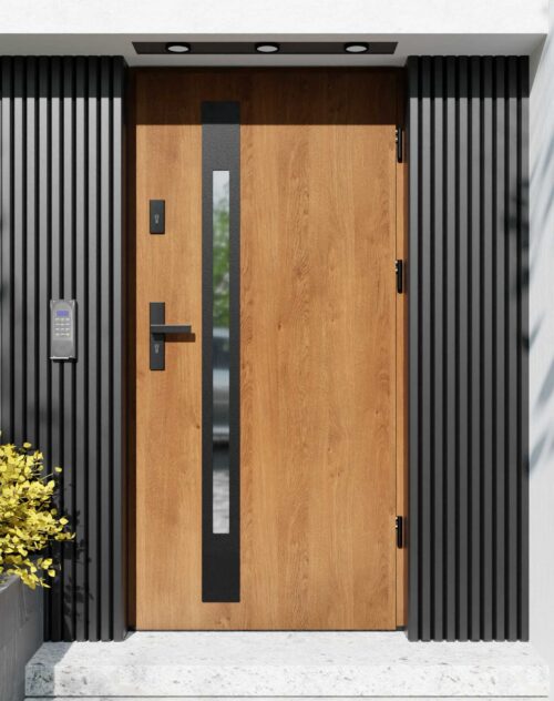 Drzwi zewnętrzne do domu z ościeżnicą aluminiową Otto 31B Noir Matt w systemie Alu