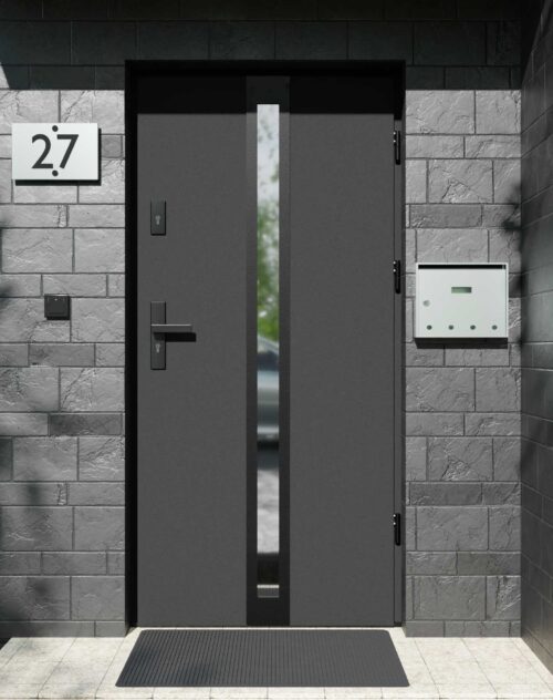 Drzwi zewnętrzne do domu z ościeżnicą aluminiową Otto 32 Noir Matt w systemie Alu