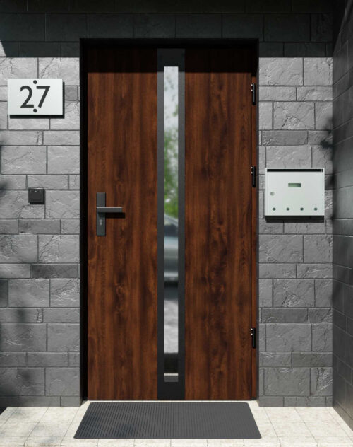Drzwi zewnętrzne do domu z ościeżnicą aluminiową Otto 32 Noir Matt w systemie Alu extra
