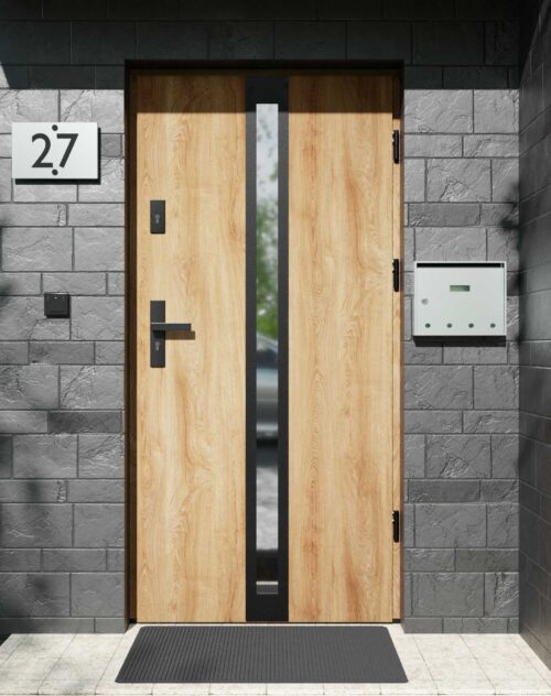 Drzwi zewnętrzne do domu z ościeżnicą aluminiową Otto 32 Noir Matt w systemie Alu