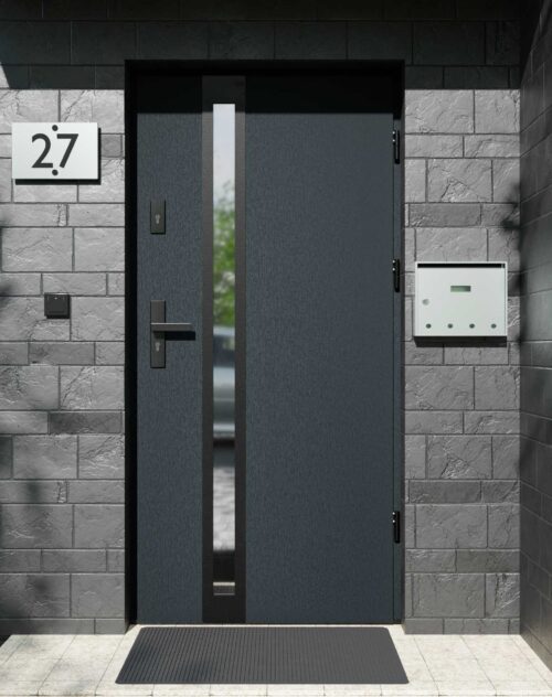 Drzwi zewnętrzne do domu z ościeżnicą aluminiową Otto 32B Noir Matt w systemie Alu
