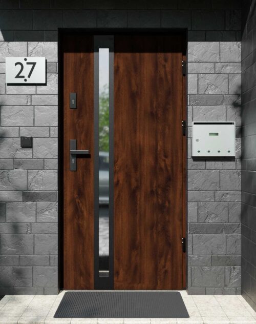 Drzwi zewnętrzne do domu z ościeżnicą aluminiową Otto 32B Noir Matt w systemie Alu