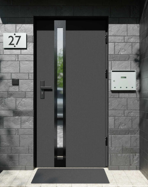 Drzwi zewnętrzne do domu z ościeżnicą drewnianą Otto 32B Noir w systemie Wood extra