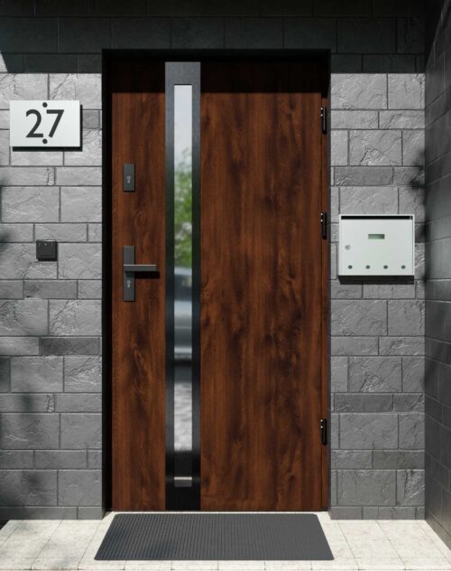 Drzwi zewnętrzne do domu z ościeżnicą aluminiową Otto 32B Noir w systemie Alu