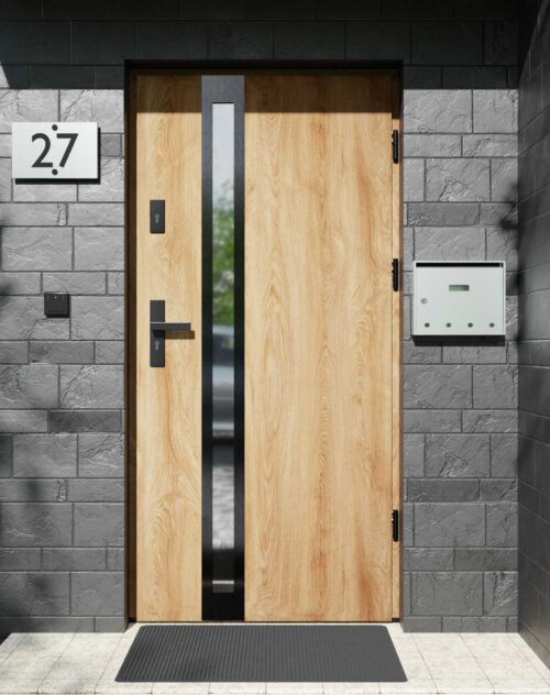 Drzwi zewnętrzne do domu z ościeżnicą aluminiową Otto 32B Noir w systemie Alu