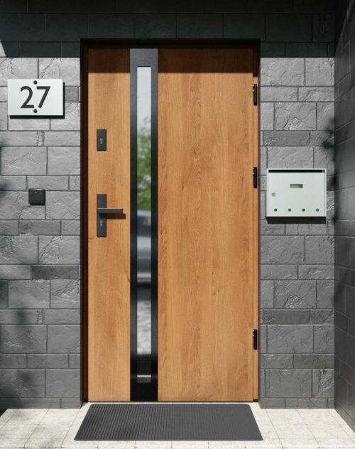 Drzwi zewnętrzne do domu z ościeżnicą aluminiową Otto 32B Noir w systemie Alu