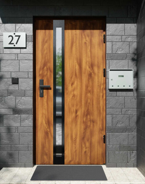 Drzwi zewnętrzne do domu z ościeżnicą drewnianą Otto 32B Noir w systemie Wood extra